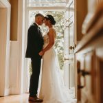 A bride and groom at Wressle Grange farmhouse